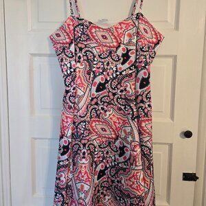 LASCANA for VENUS Pink Paisley Fit & Flare Mini Sundress - Large